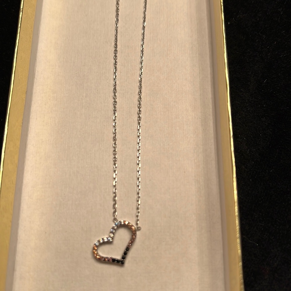 Sterling Silver Sideways Tiny Heart Pendant Necklace